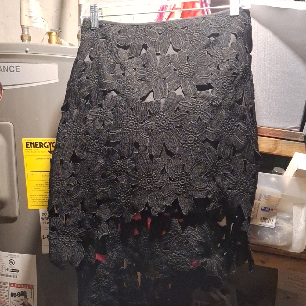 Signature8 Black Floral Lace High-Low Skirt